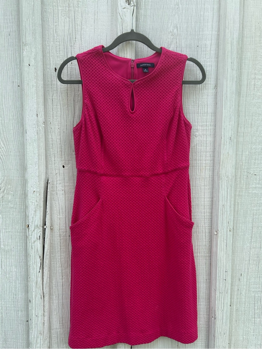 Lands' End Size 6 Pink Sheath Dress Office Workwear Career Pockets